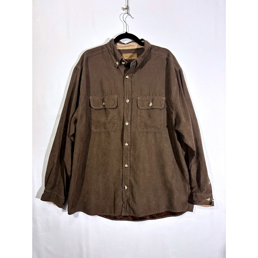 Vintage Gorpcore Workwear Clearwater Outfitters Faux Suede Shirt Mens XL Brown